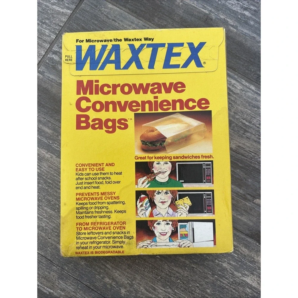Vtg WAXTEX Waxed Microwave‎ Convenience Bags NOS Prop 60ct 7 13/16